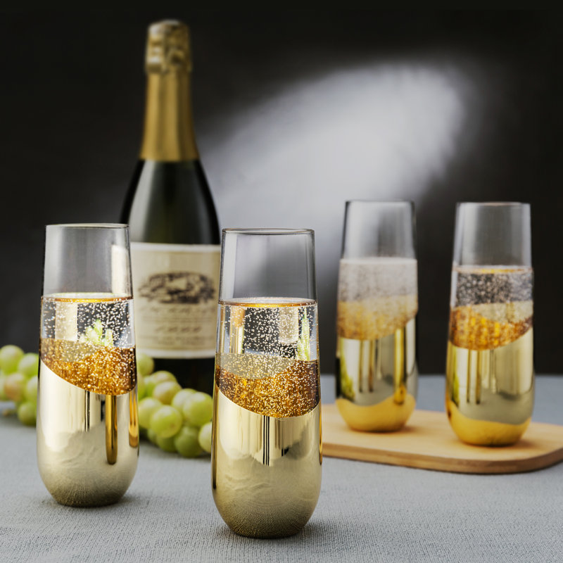 4 Piece 296ml Glass Flute Set