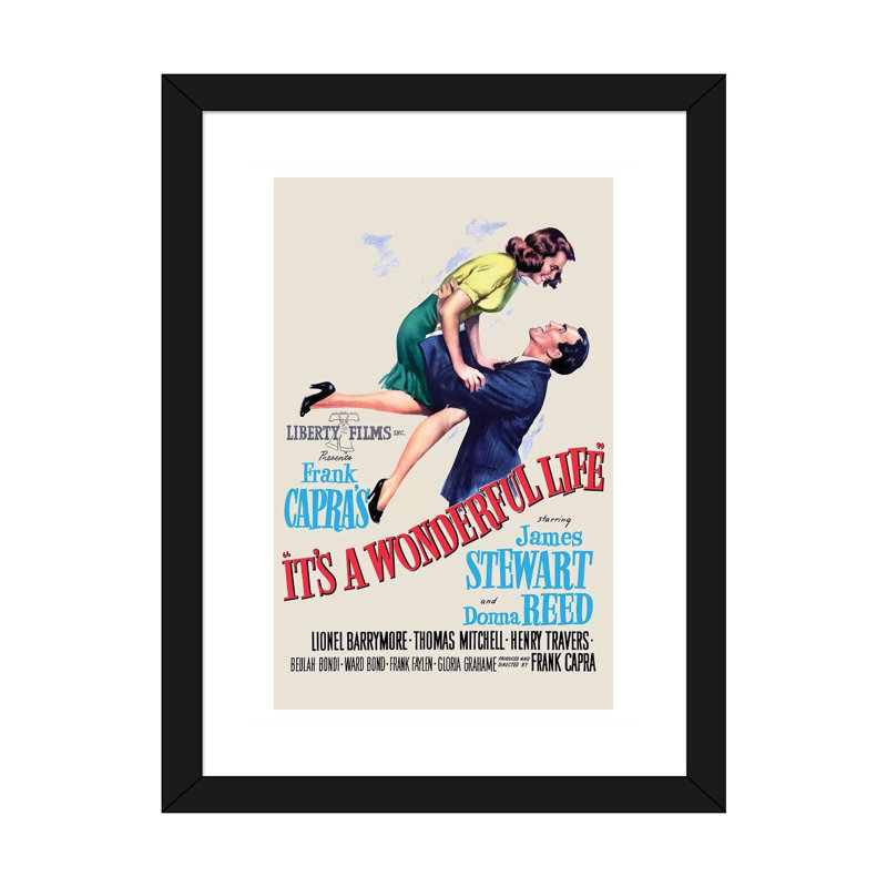 «It's a Wonderful Life» - Publicité imprimée, H 24 po x l 16 po x P 1 po, Blanc, Papier encadré noir
