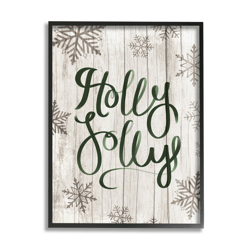 «Holly Jolly Festive Cursive», H 20 po x l 16 po, Giclée encadrée noir minuit