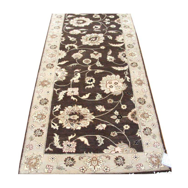 Agra Wool Oriental Area Rug in Brown, Runner 3'2" x 11'10"