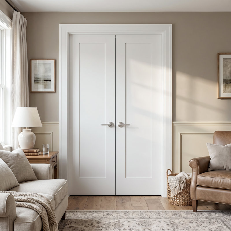 Porte intérieure à un panneau en bois blanc de style Shaker, 18 po x 80 po, avec surface apprêtée, 18" X 80", 2