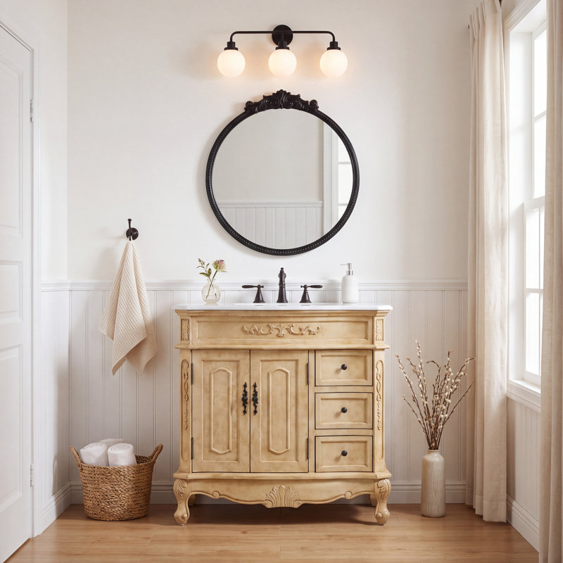 Ensemble de meuble-lavabo simple 36 po Lunette, Beige antique, 36"