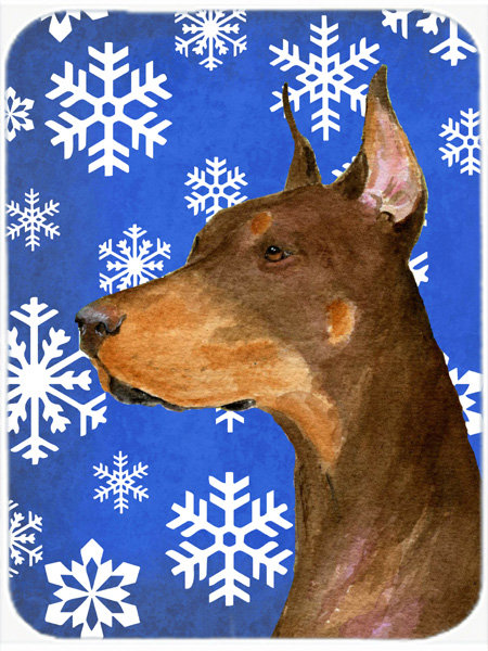 Planche à découper en verre dobermane allée de vacances Ashlynn, Bleu / Blanc