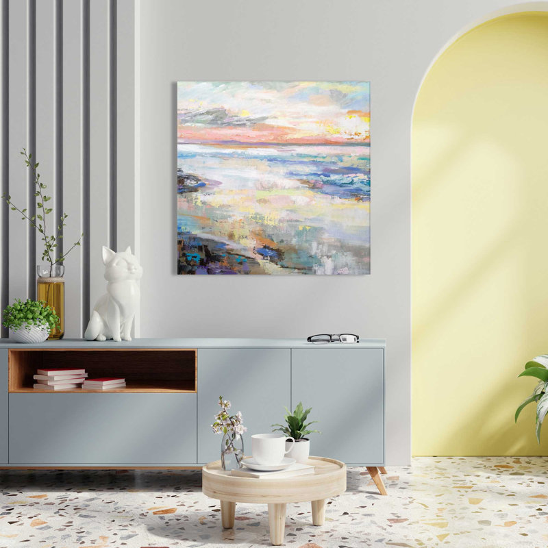 Jet de mer I - peinture, L 18 po x H 18 po, Toile tendue