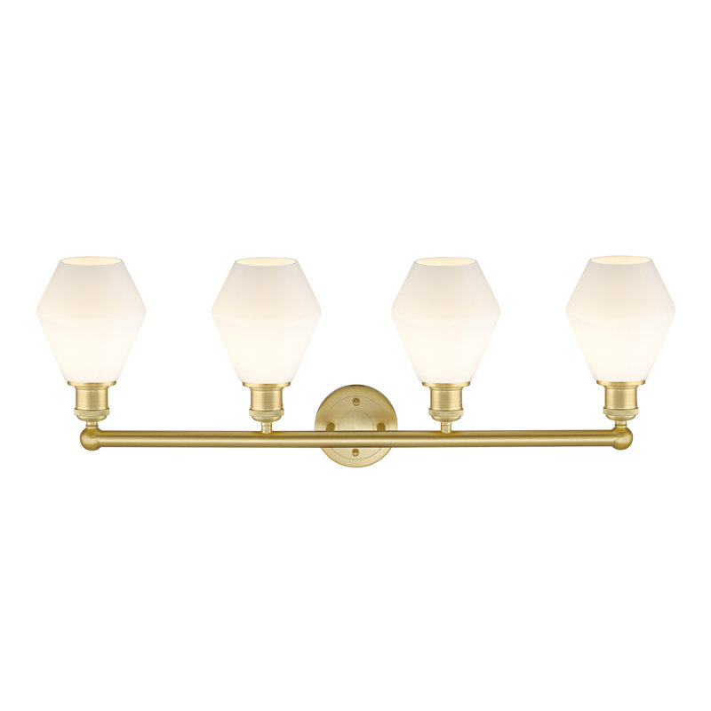 Éclairage pour meuble-lavabo 4 lumières 33 pouces Gabbie, Blanc mat, Or satiné