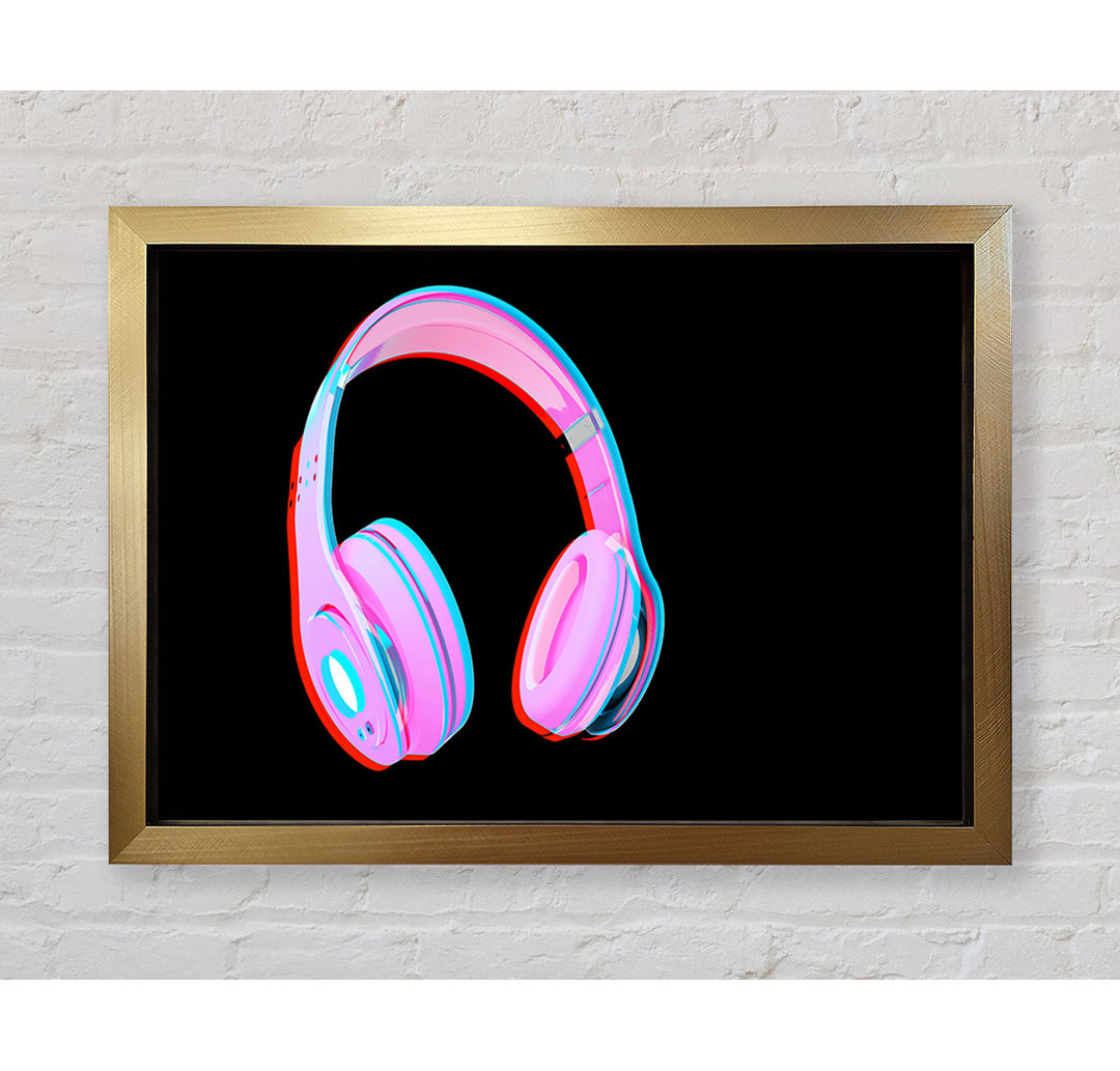 Funky Pink Headphones - Einzelner Bilderrahmen Kunstdrucke