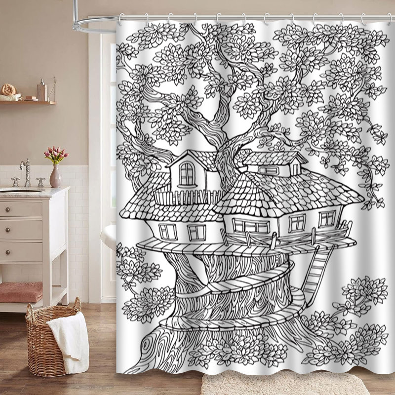 Rideau de douche avec 12 crochets Kids Tree House, L 72 po x l 78 po