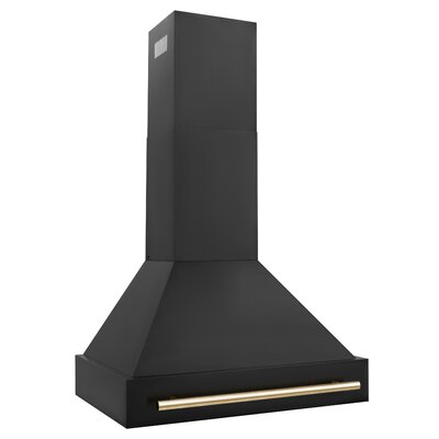 ZLINE 30"" Autograph Edition Black Stainless Steel Range Hood w/ Champagne Bronze Handle -  BS655Z-30-G