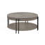 Table basse ronde contemporaine 3 pièces et 2 tables de bout avec tablette de rangement, table centrale