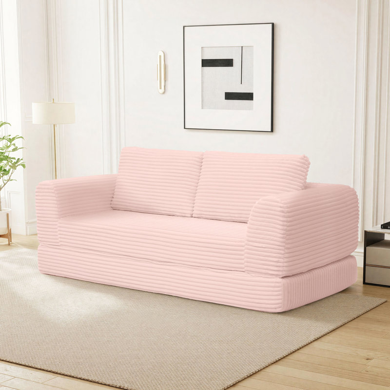 Canapé-lit Boneless Cloud Compression, H 33,8 po x l 82 po x P 37,4 po, Rose