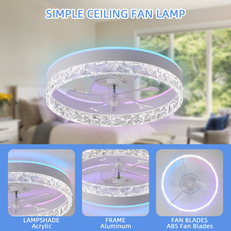 Ventilateur de plafond standard à DEL à 5 pales Jamarlon avec télécommande et ensemble d'éclairage inclus
