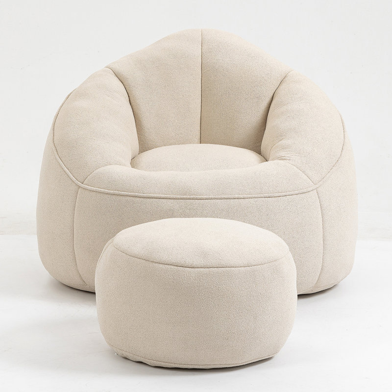 Fauteuil à billes en mousse haute pression pour adultes, confort et détente ultimes avec repose-pieds