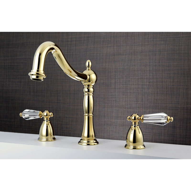 Kingston Brass Wilshire Two-Handle 3-Hole Deck Mount Roman Tub Faucet, Polished Brass