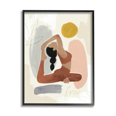 " Free Text Modern Botanical Pattern Yoga Exercise " by Victoria Barnes