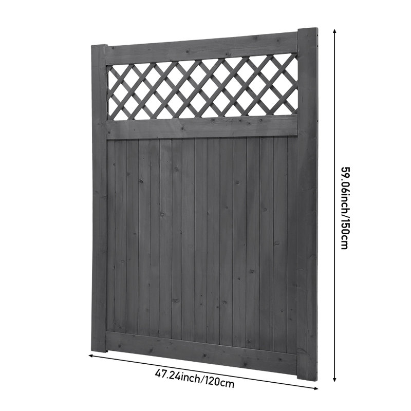 Solid Wood Gate, 150cmH x 120cmW x 3cmD, Grey