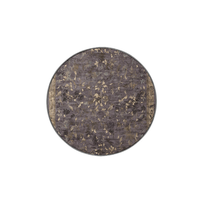 Machine Washable Gray Area Rug, Round 6'