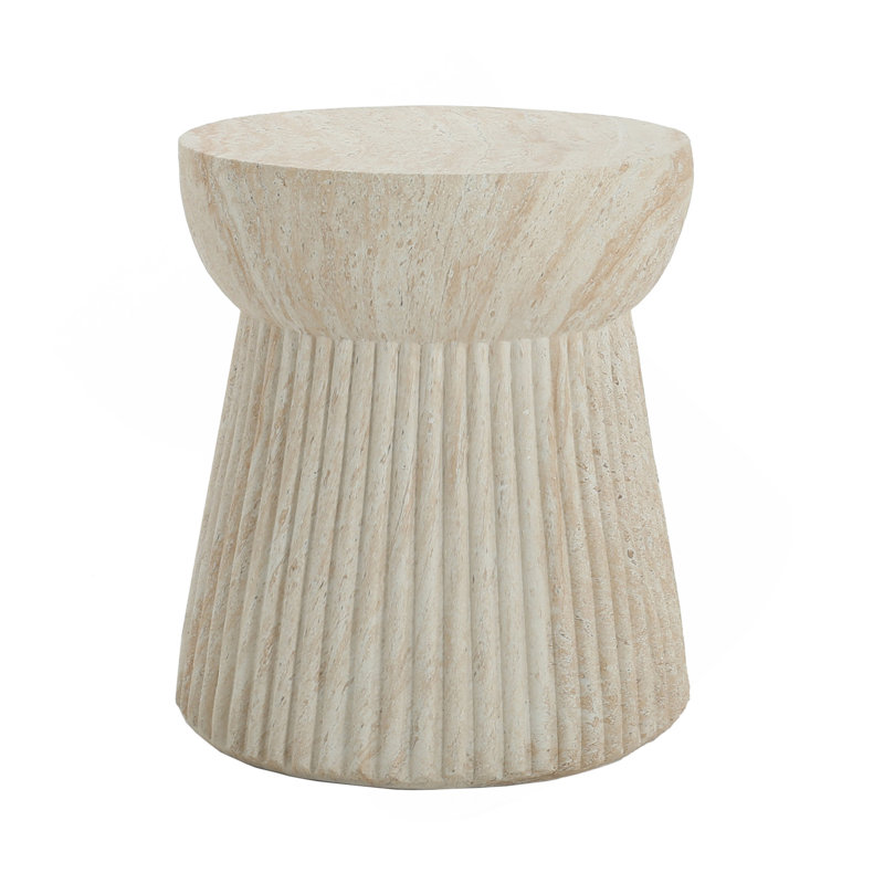 Outdoor Travertine Concrete Side Table