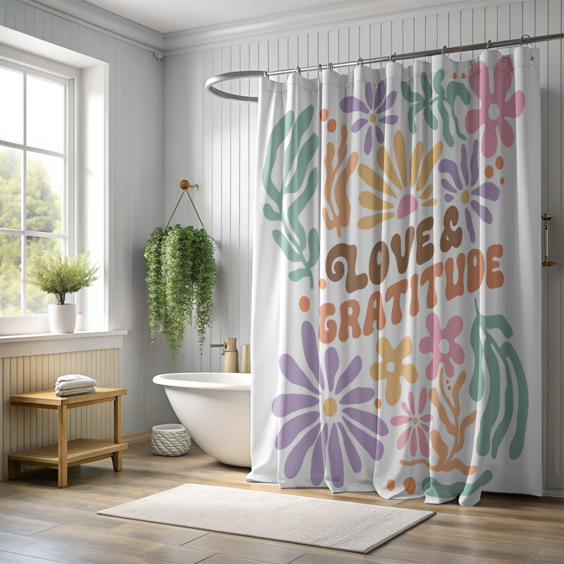 Rideau de douche 1 pièce Subtle Flower, H 74 po x l 71 po