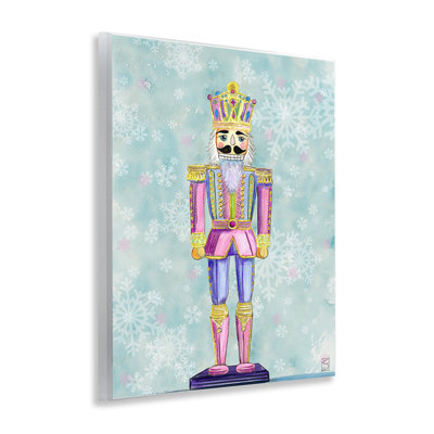 Plaque murale pastel casse-noisette sur flocons de neige, design par Sara Culpepper