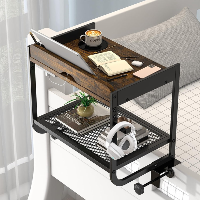 Tablette de chevet à 2 niveaux pour lits superposés et mezzanine, table de chevet à p ...