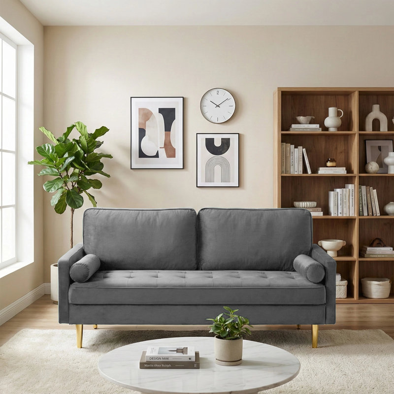 Canapé 67 po Mid Century Modern, Gris