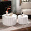 Table de rangement ronde en blanc crème, couvercle, emboîtable pour la chambre à coucher et les bureaux - look moderne, construction, aucun assemblage requis