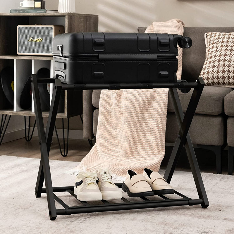2 Pair Shoe Storage Bench, Black