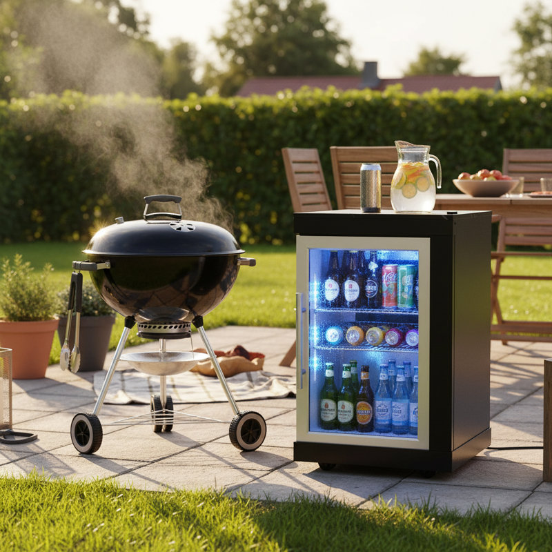 Mini réfrigérateur d'extérieur modulaire de 2,2 pieds cubes Akoah, autoportant avec roues et DEL