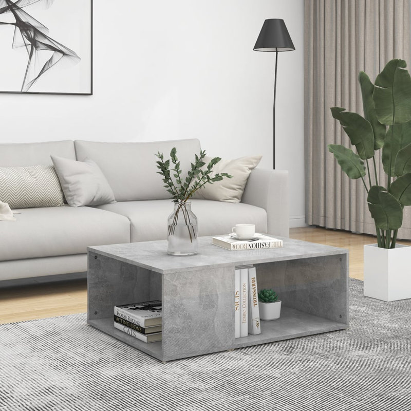Godewyn Floor Shelf Coffee Table with Storage, Concrete Grey
