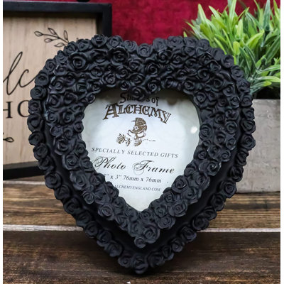 The Holiday Aisle® Jour gothique des Morts jusqu'à la mort Couronne de roses noires en forme de cœur petit cadre photo 3 po x 3 po mural ou chevalet décoratif pour bureau
