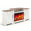 Meuble télé 70 po avec grand espace de rangement, blanc / bois de grange-2006729074-2006729075