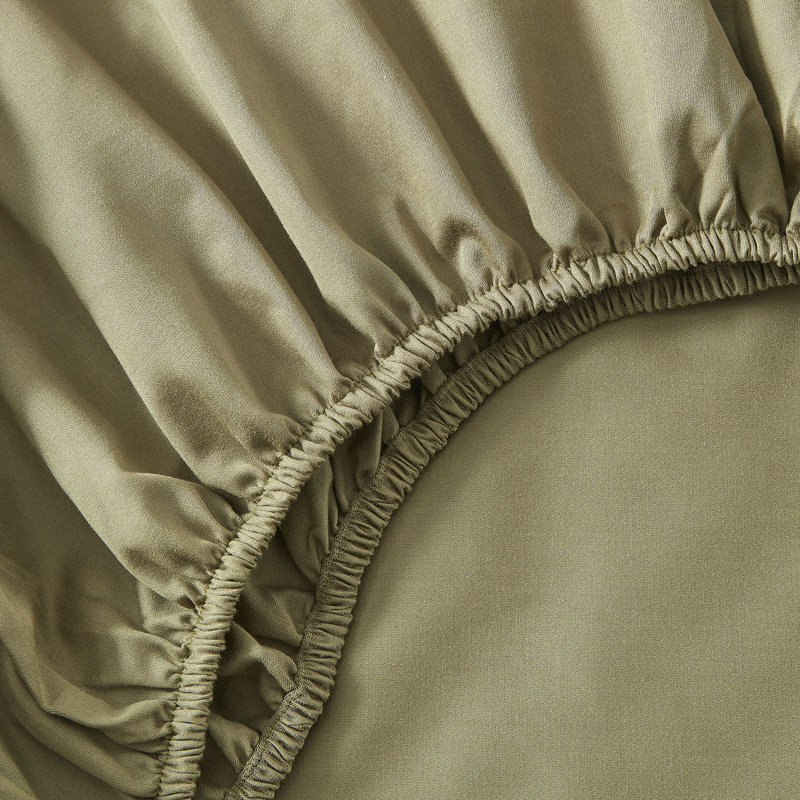 Ensemble de draps 100% satin de coton 600 fils 600 fils, Grand, Vert olive