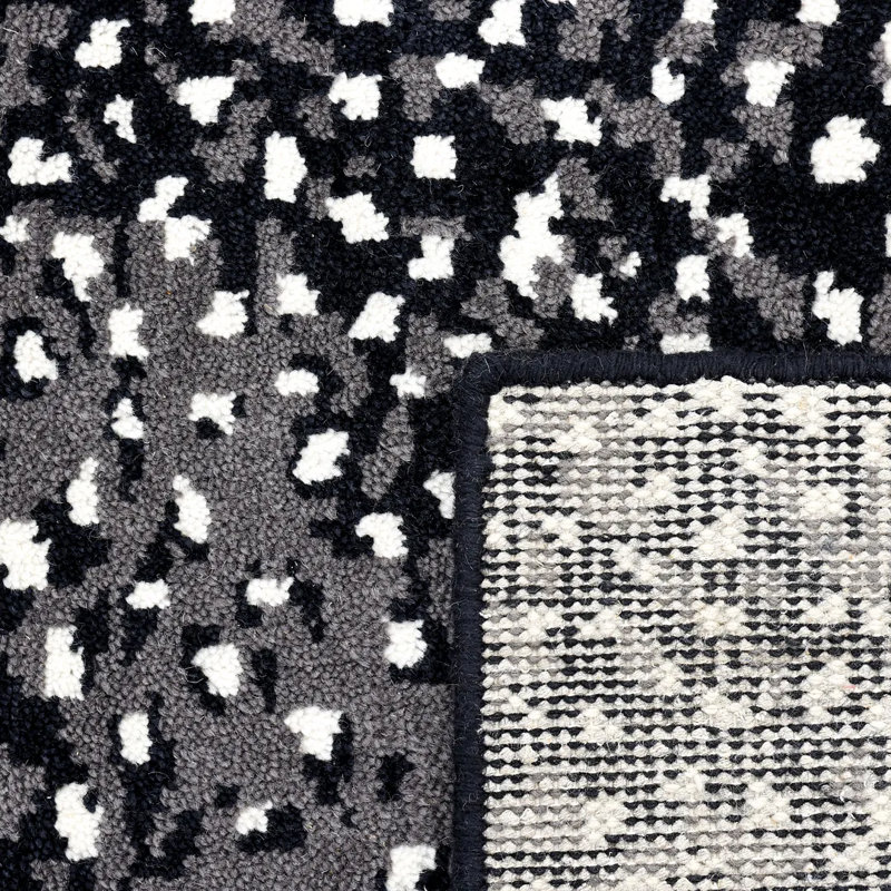 Viviana Abstract Area Rug in Black/Gray/White, Rectangle 8' x 10'