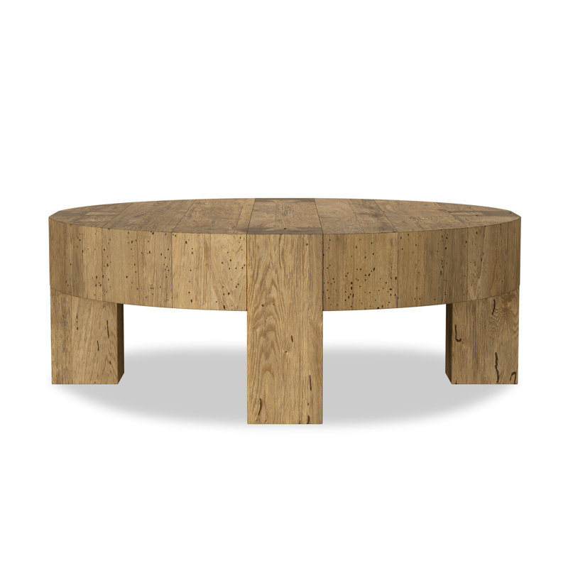 Abaso Round Coffee Table-Rustic Wormwood Oak, Rustic Wormwood Oak, 15" H x 55" W x 55" D
