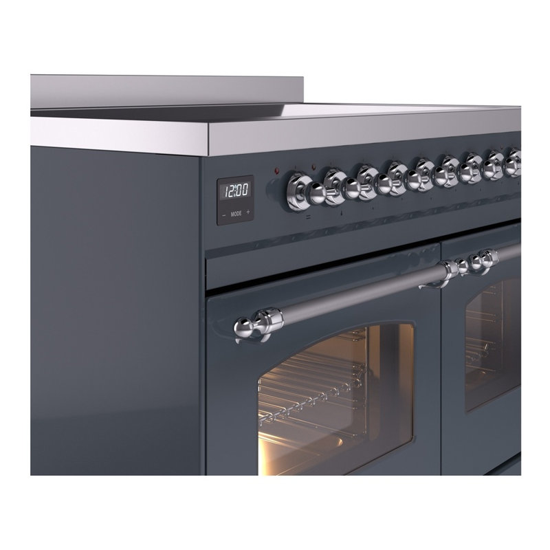 ILVE Nostalgie II 40 in Induction Range, Blue Gray/Chrome