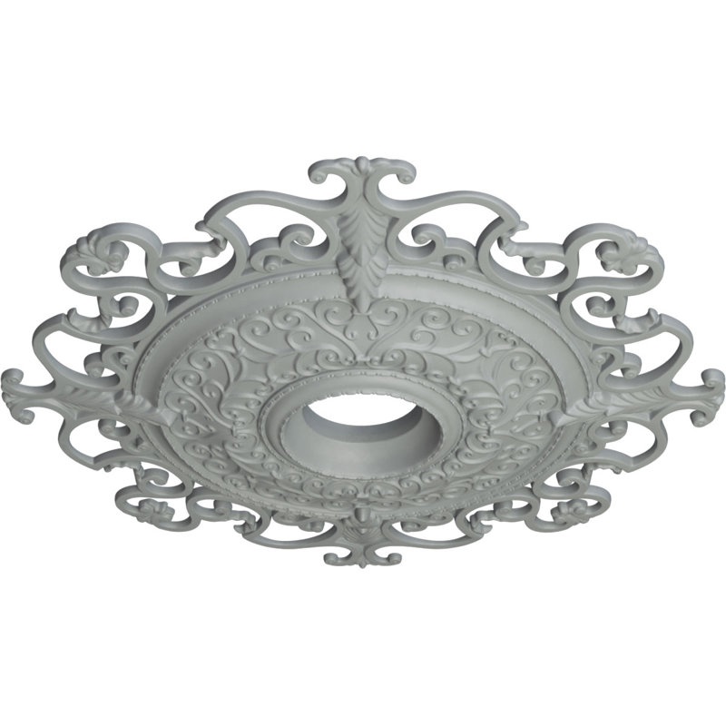 Médaillon de plafond Endurathane Attica, diamètre extérieur de 39 1/2 po x P 2 1/2 po (convient aux auvents jusqu'à 3 3/4 po), fini argent chaud peint à la main