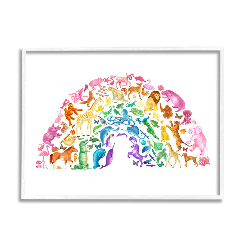 Art texturé à giclée mixte par arc-en-ciel, H 11 po x l 14 po x P 1,5 po, Giclée encadrée blanc bord de mer