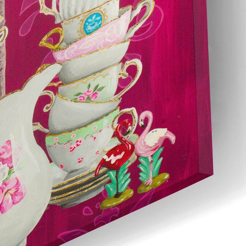 Art mural en verre épique «Flamingo China» par Heather Gauthier, 12 po x 24 po, H 24 po x l 12 po