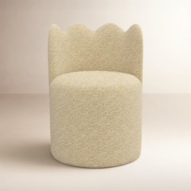 Wavy Back Dining Chair, Classic Buff Boucle