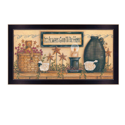 «It's Always Good to Be Home» par Mary June, reproduction d'art mural, affiche prête à accrocher, cadre noir