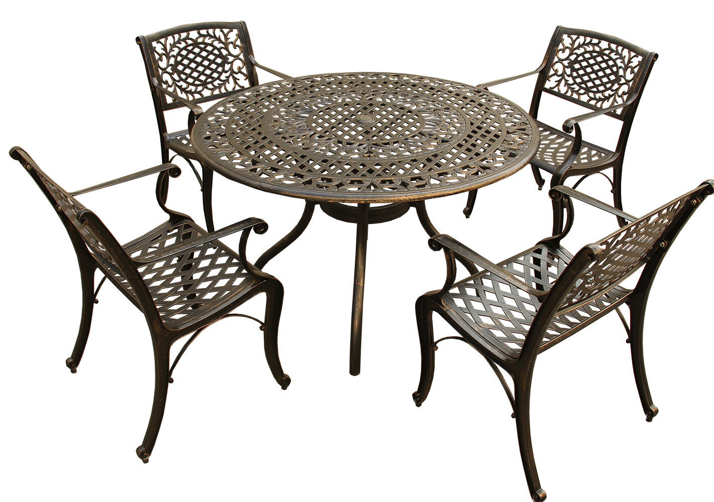 Fleur De Lis Living Casperson Ornate Mesh Lattice 5 Piece Dining Set ...