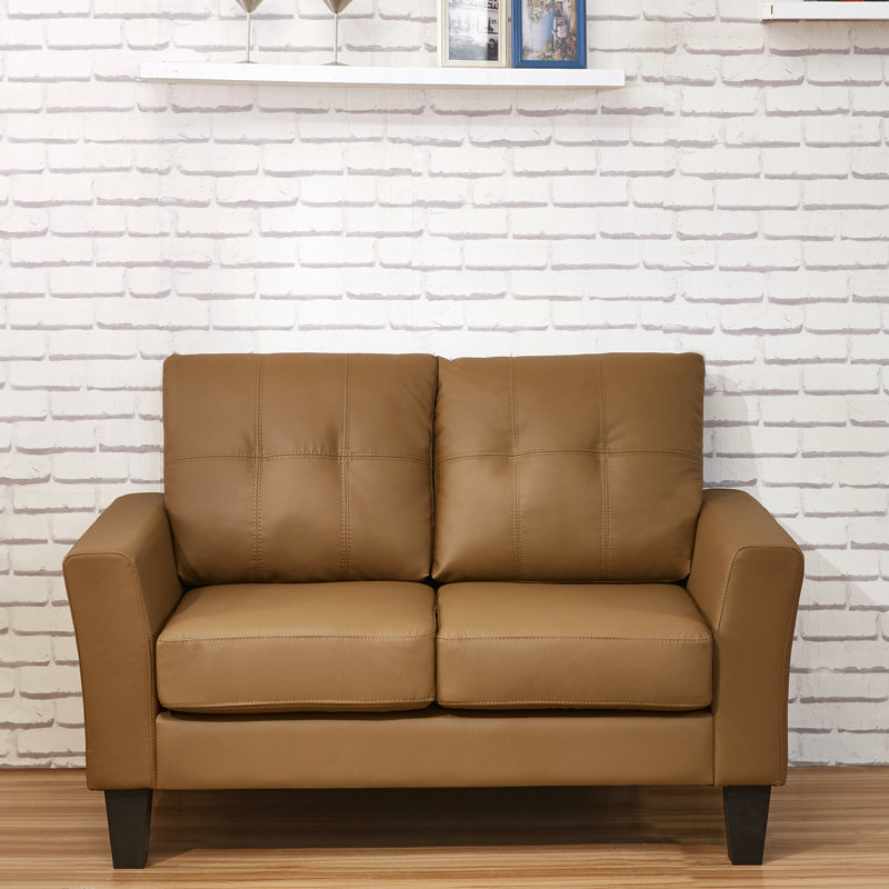 Althea 53.5'' Faux Leather Loveseat, Brown Faux Leather