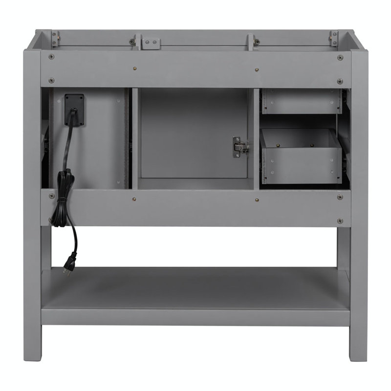 (Lavabo non inclus) Meuble-lavabo moderne blanc 36 po, Gris