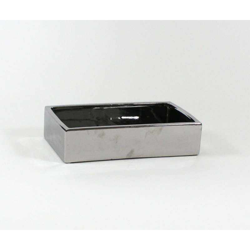 Luz Ceramic Table Vase, 3" H x 12" W x 7" D, Silver