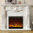 31.50"H White Retro Solid Wood Simulated Flame Heating Electric Fireplace-916565156