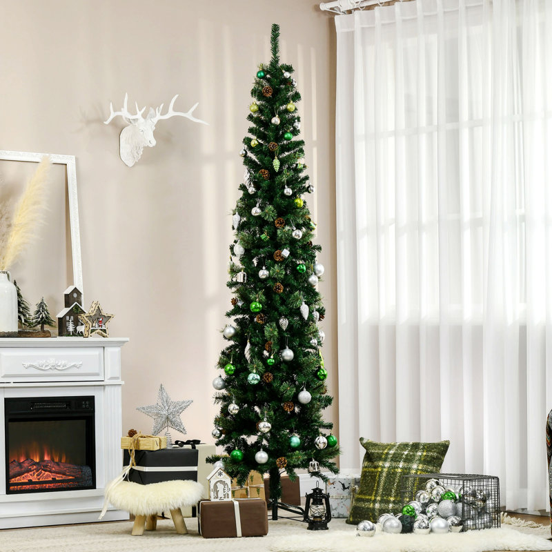 Arbre de Noël artificiel, arbre élancé avec base en métal, 6.4'