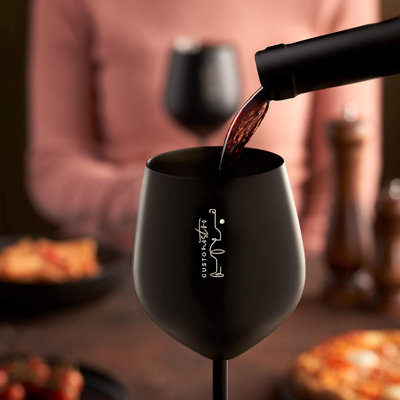 Verre à vin en acier inoxydable - 18 oz - verres à vin incassables pour le voyage, le camping et la piscine - verre à vin en métal portatif de fantaisie, unique et frais pour l'extérieur, pique-nique (ensemble de 2)