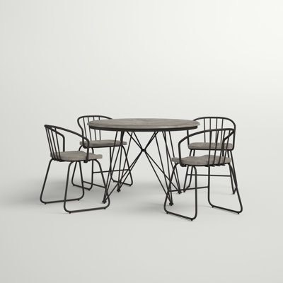Nabu Ash Round Solid Wood Top with Iron Base Dining Table