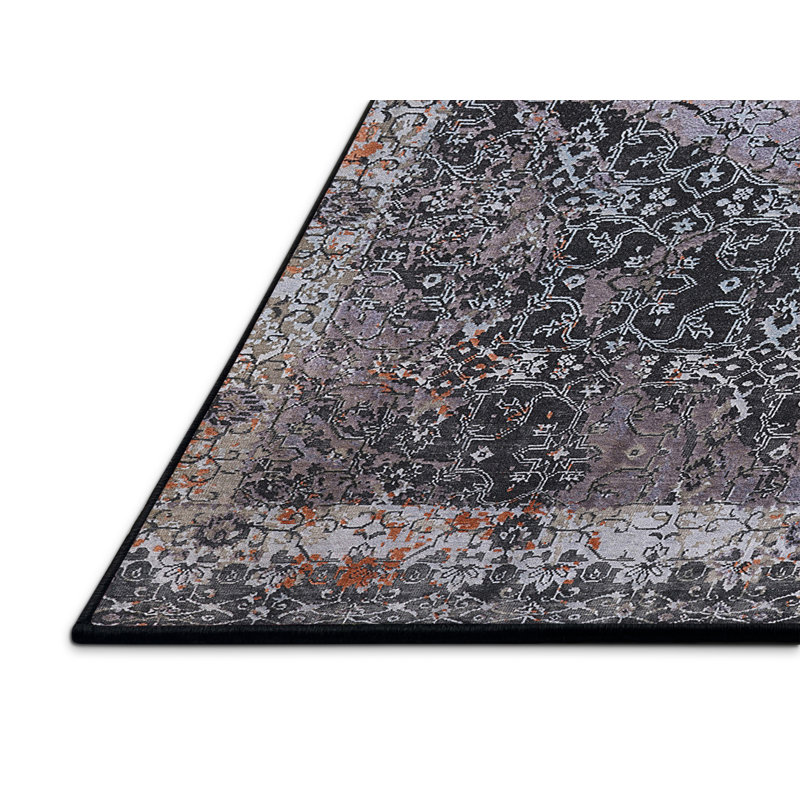 Tapis gris / noir Ikat, Rectangle 8 pi x 12 pi