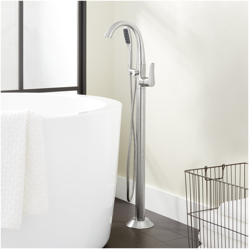 Provincetown Freestanding Tub Faucet with Hand Shower and Rough-In Valve Less Stops - Chrome, Chrome